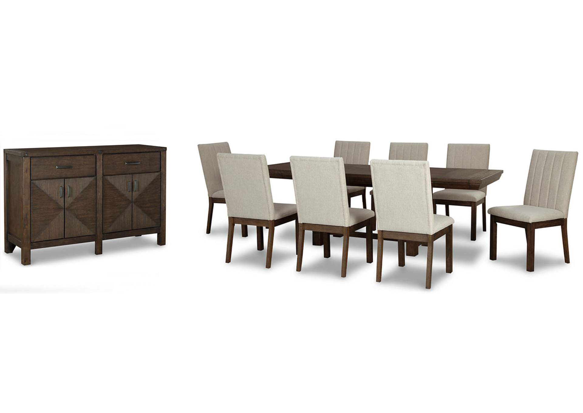 Dellbeck Dining Table and 8 Chairs with Storage,Millennium