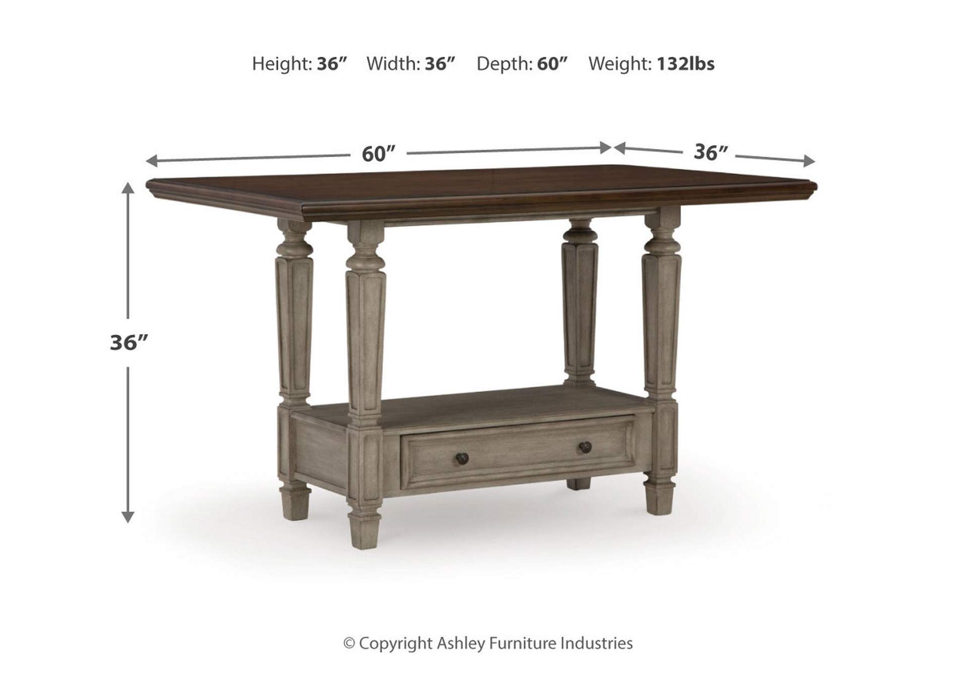 Lodenbay Counter Height Dining Table and 6 Barstools with Storage,Signature Design By Ashley