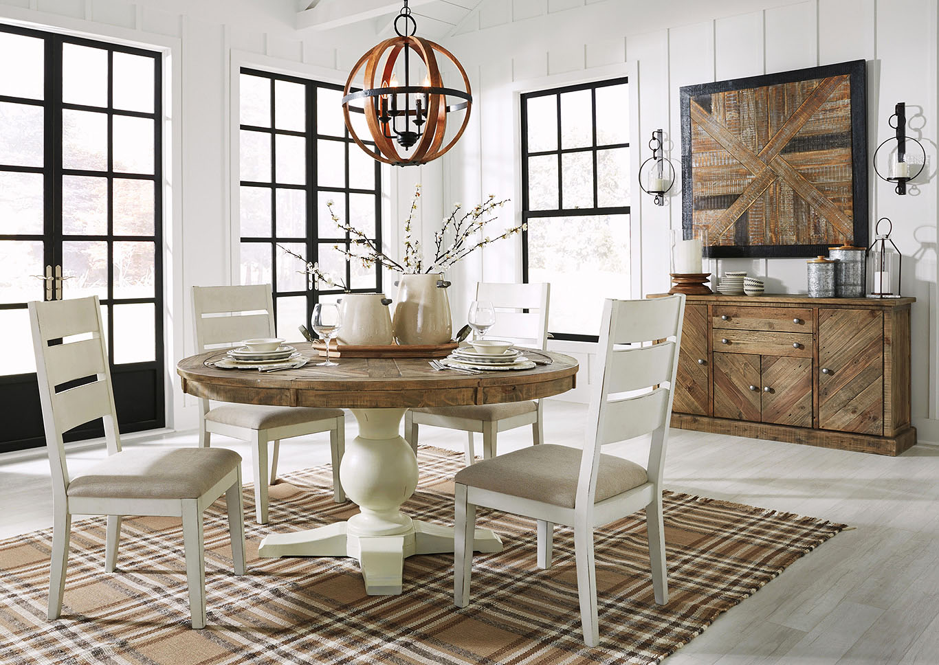 Grindleburg Round Dining Table W 4, White Round Dining Table 4 Chairs
