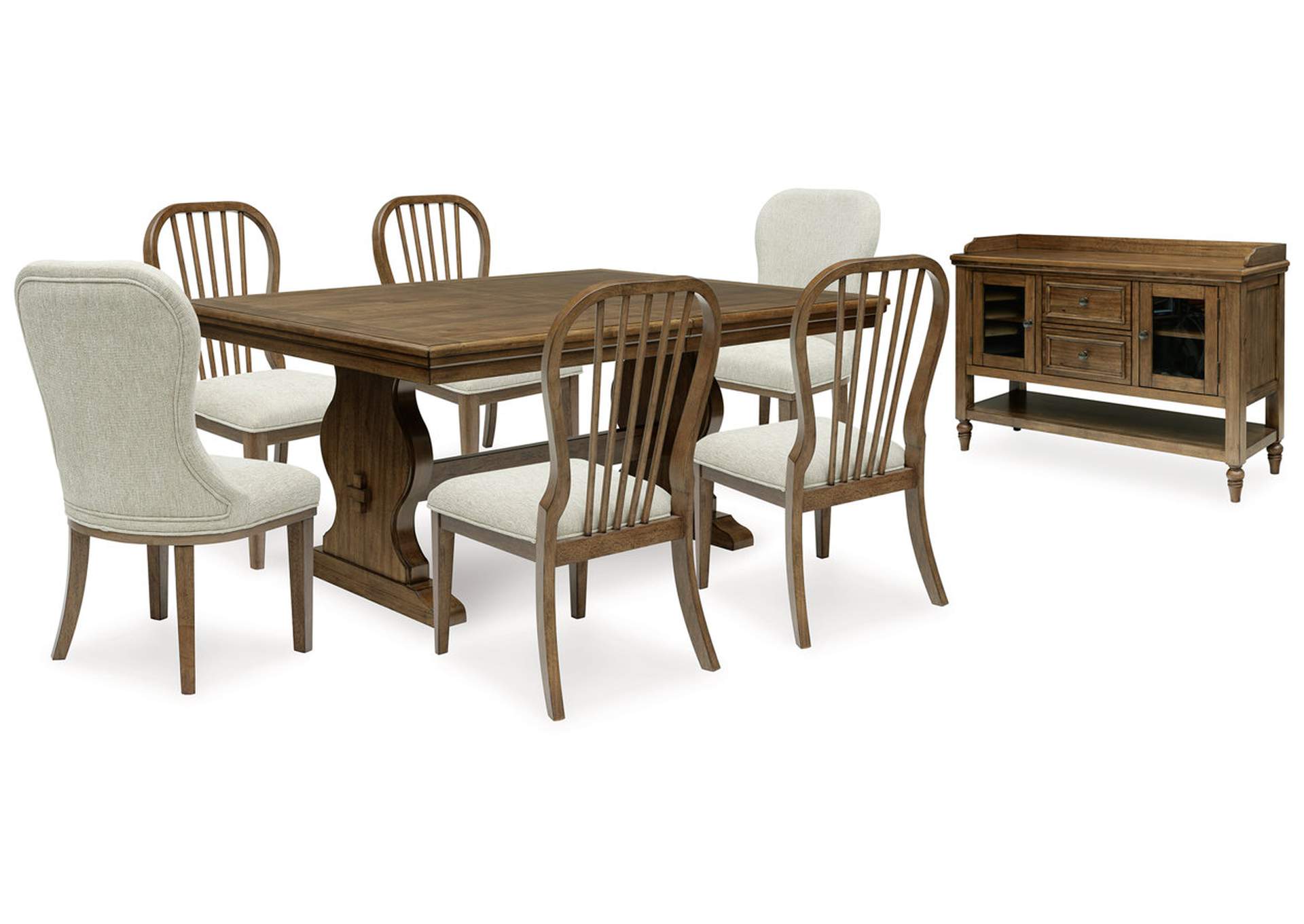 Sturlayne Dining Table and 6 Chairs with Storage,Benchcraft