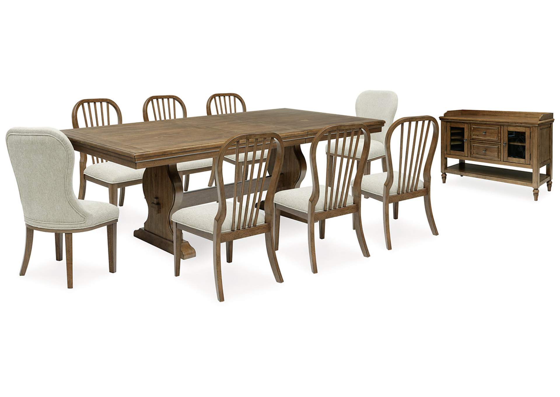 Sturlayne Dining Table and 8 Chairs with Storage,Benchcraft