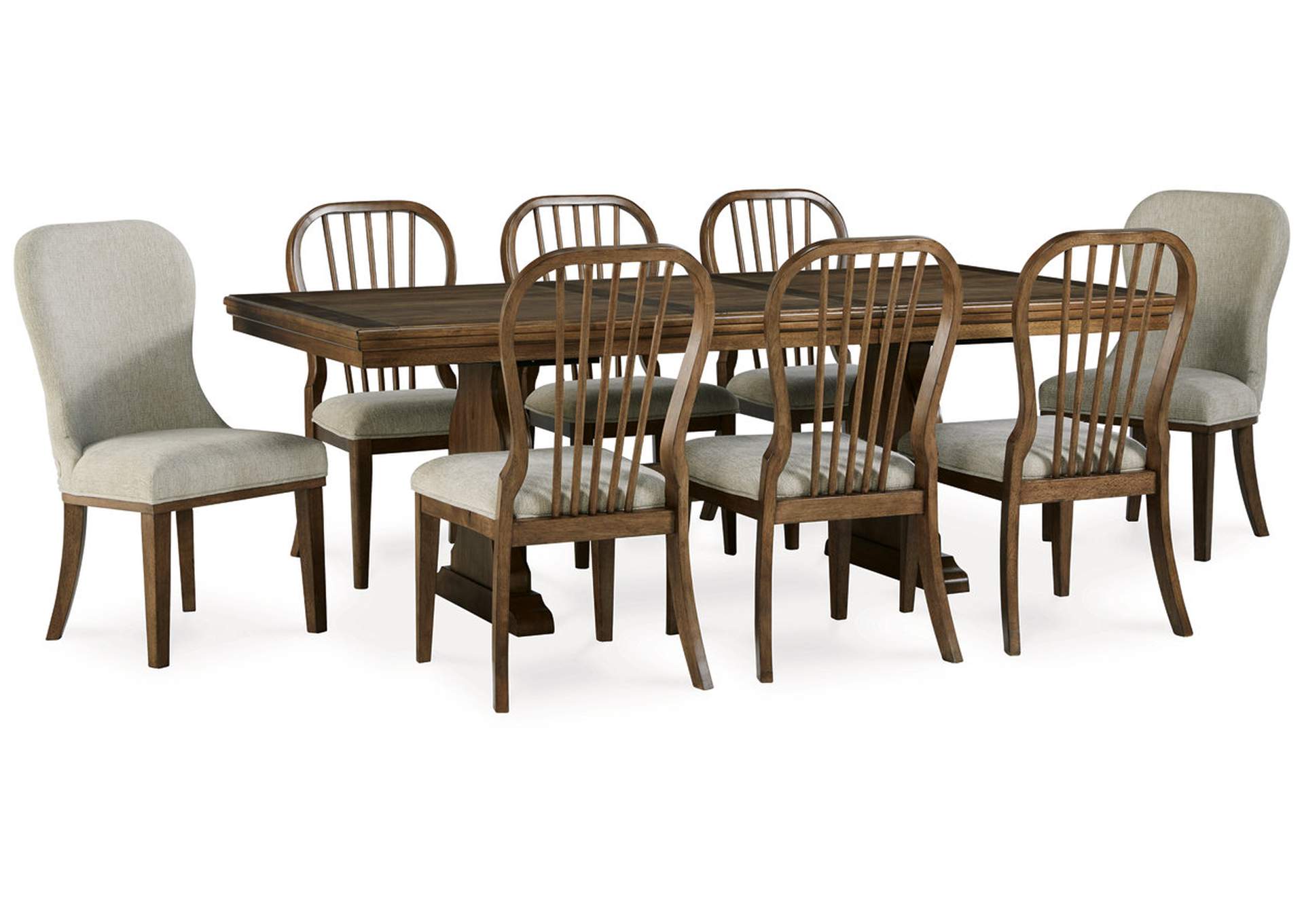 Sturlayne Dining Table and 8 Chairs with Storage,Benchcraft