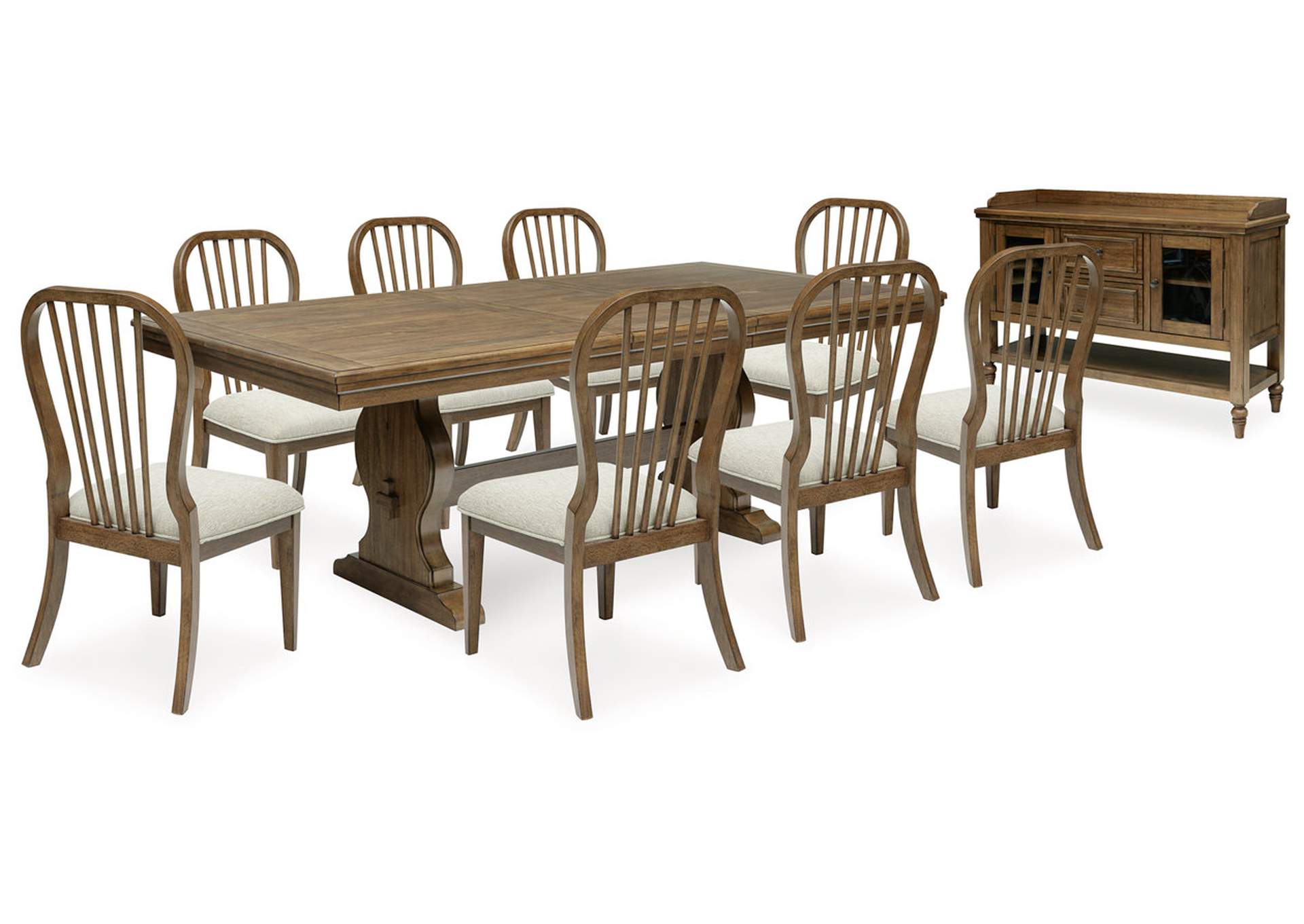 Sturlayne Dining Table and 8 Chairs with Storage,Benchcraft