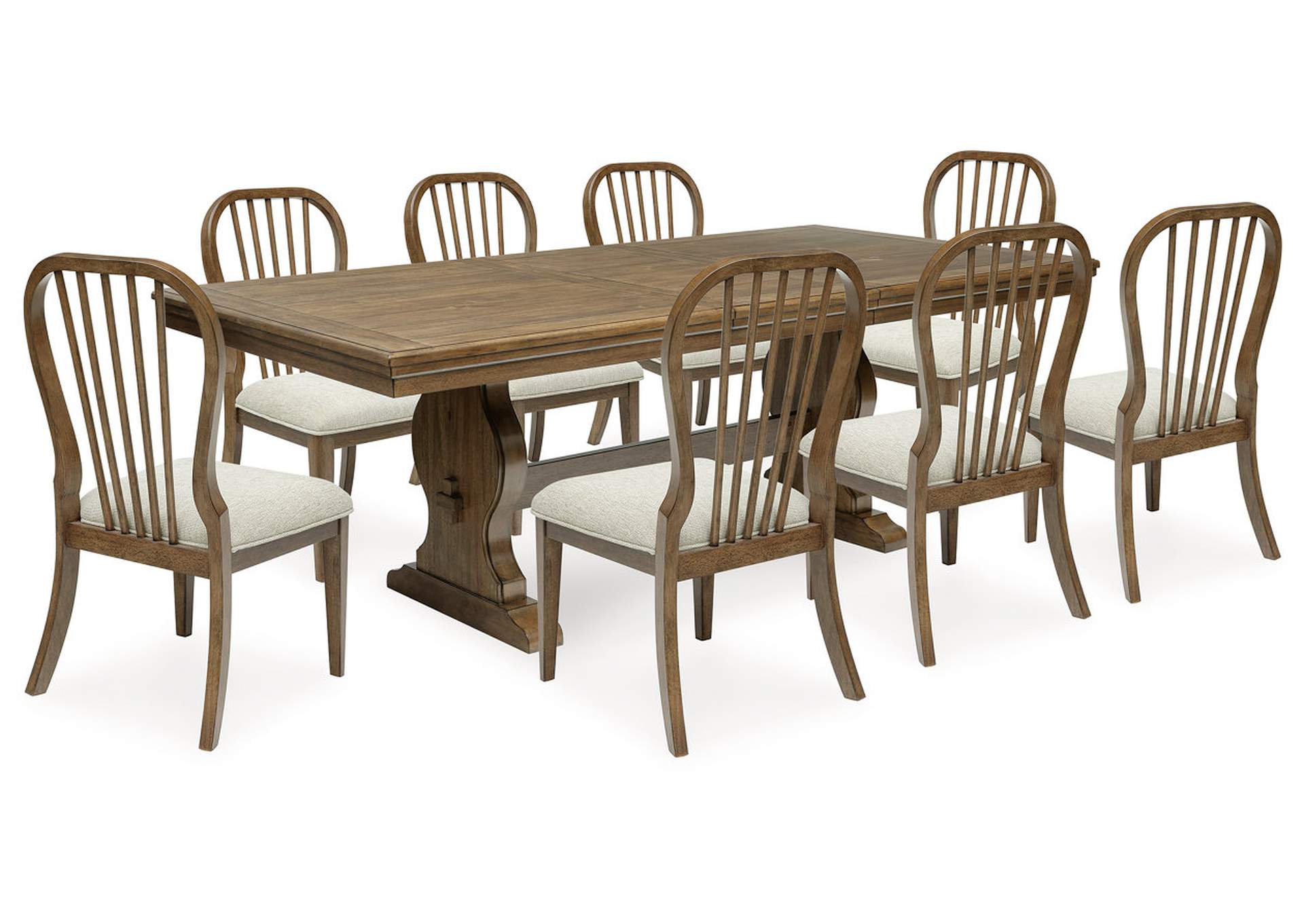 Sturlayne Dining Table and 8 Chairs with Storage,Benchcraft