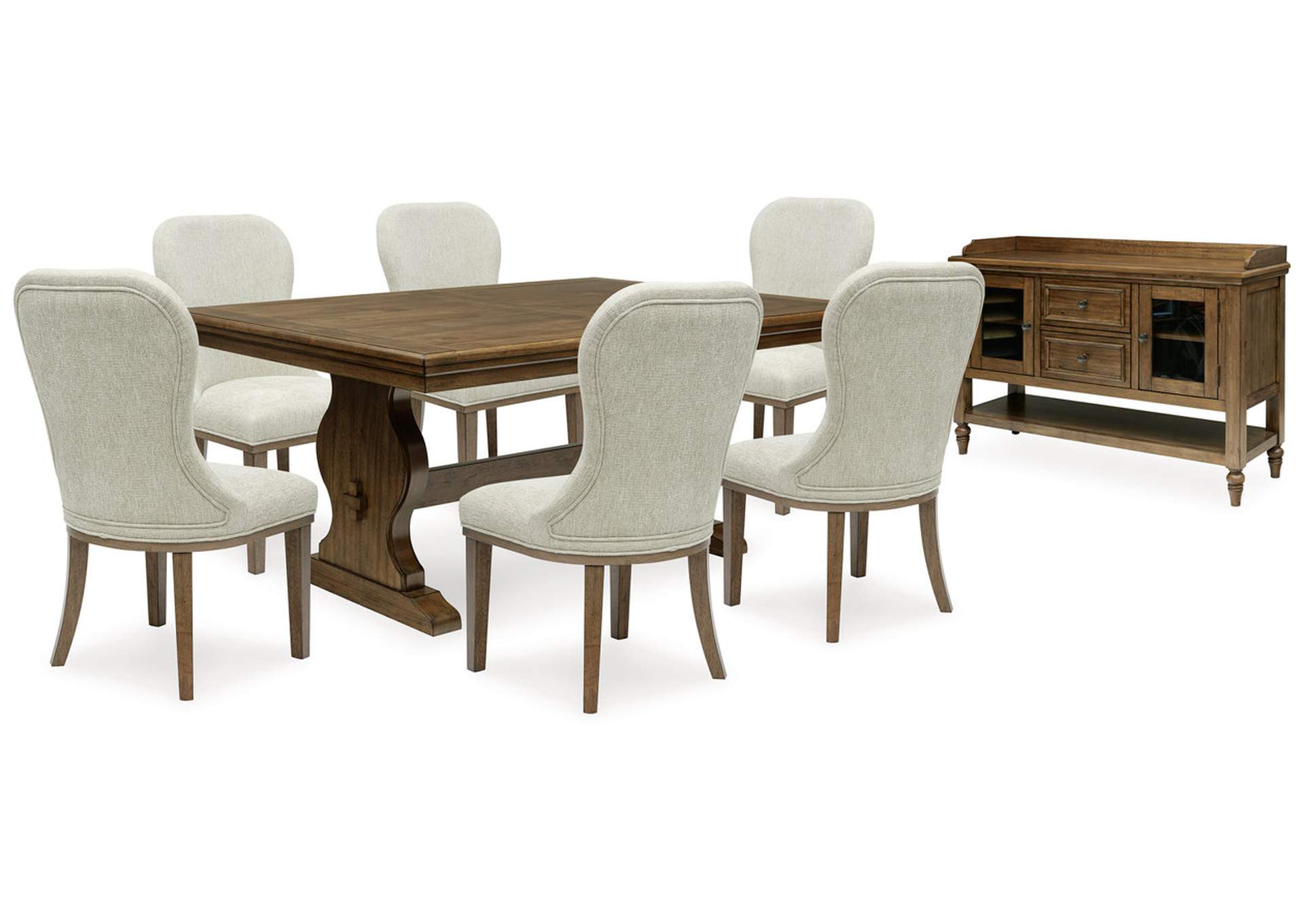 Sturlayne Dining Table and 6 Chairs with Storage,Benchcraft