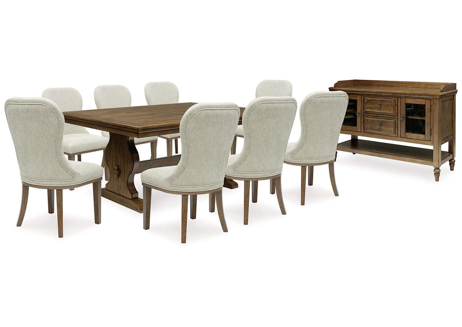 Sturlayne Dining Table and 8 Chairs with Storage,Benchcraft