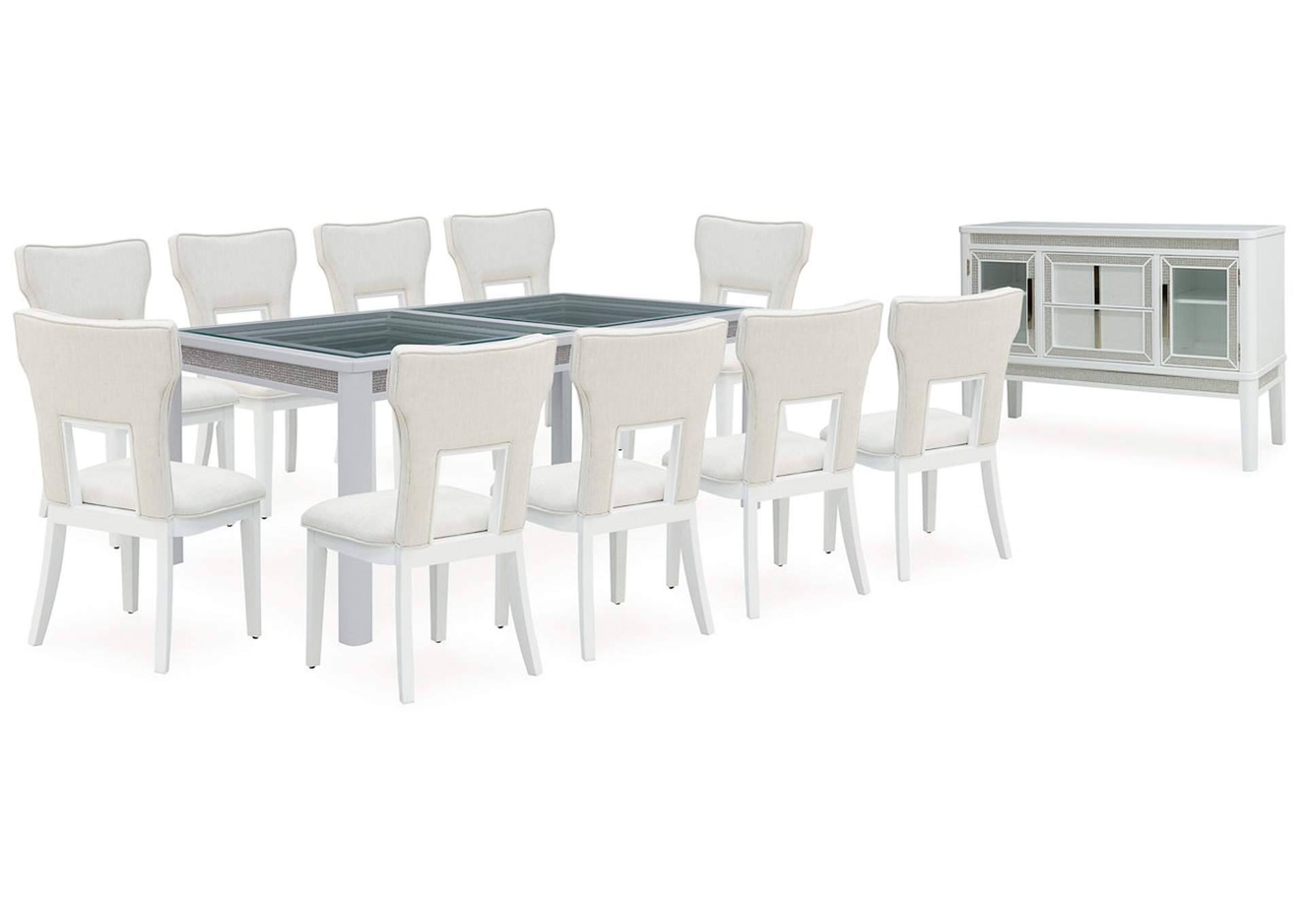 Chalanna Dining Table and 10 Chairs with Storage,Signature Design By Ashley