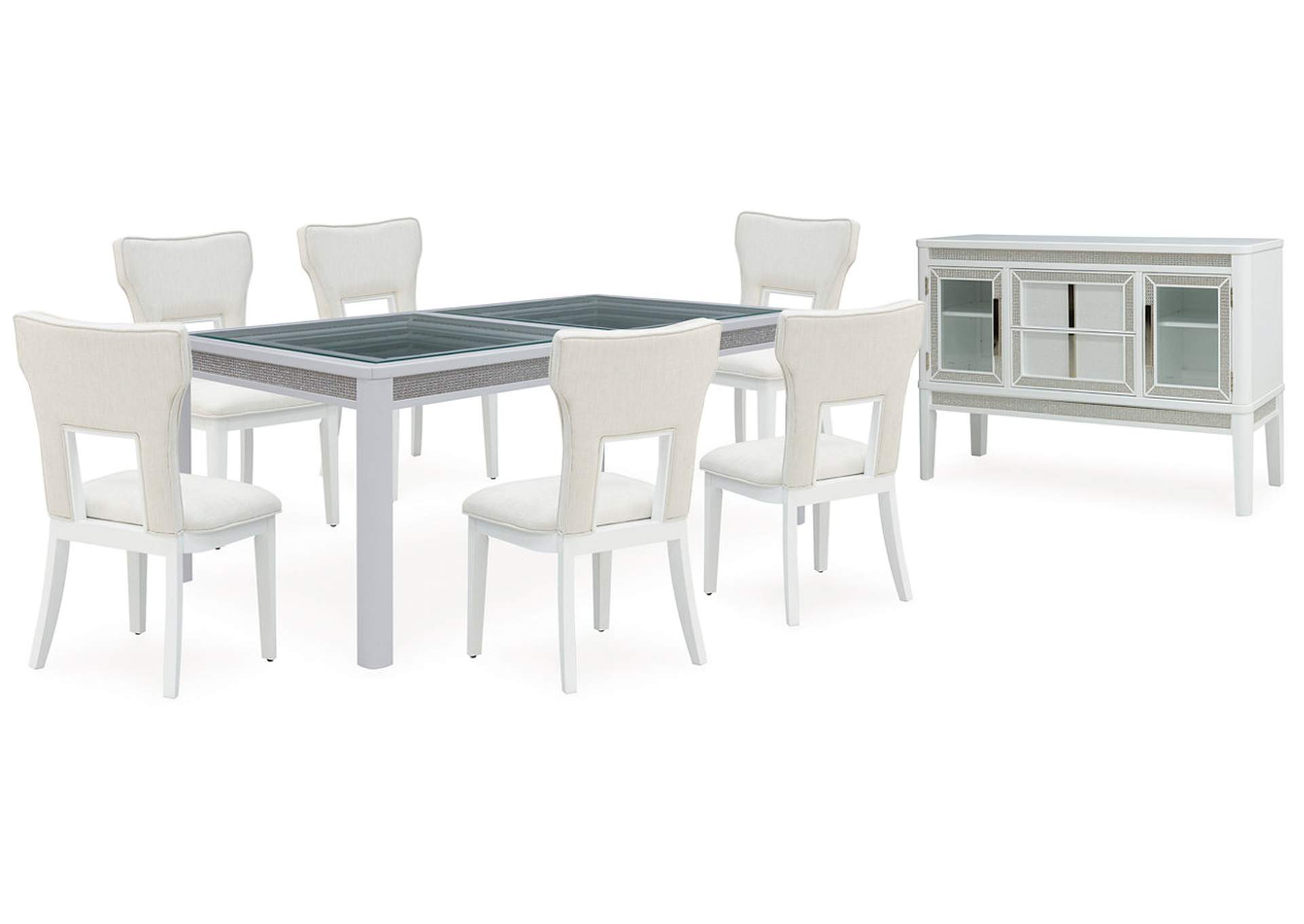 Chalanna Dining Table and 6 Chairs with Storage,Signature Design By Ashley