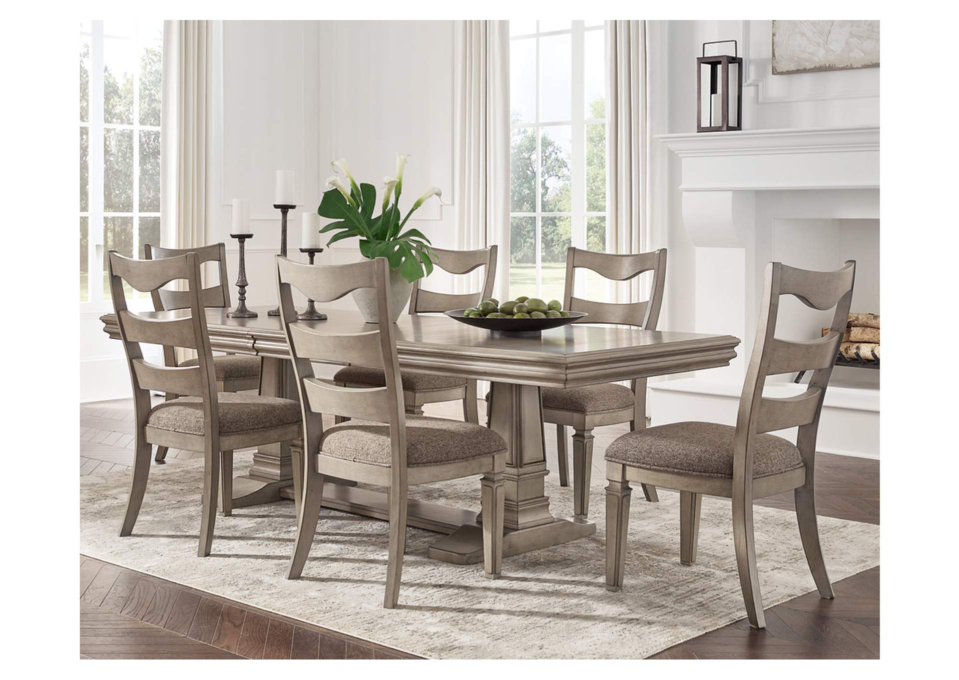 Lexorne Dining Table and 6 Chairs with Storage,Signature Design By Ashley