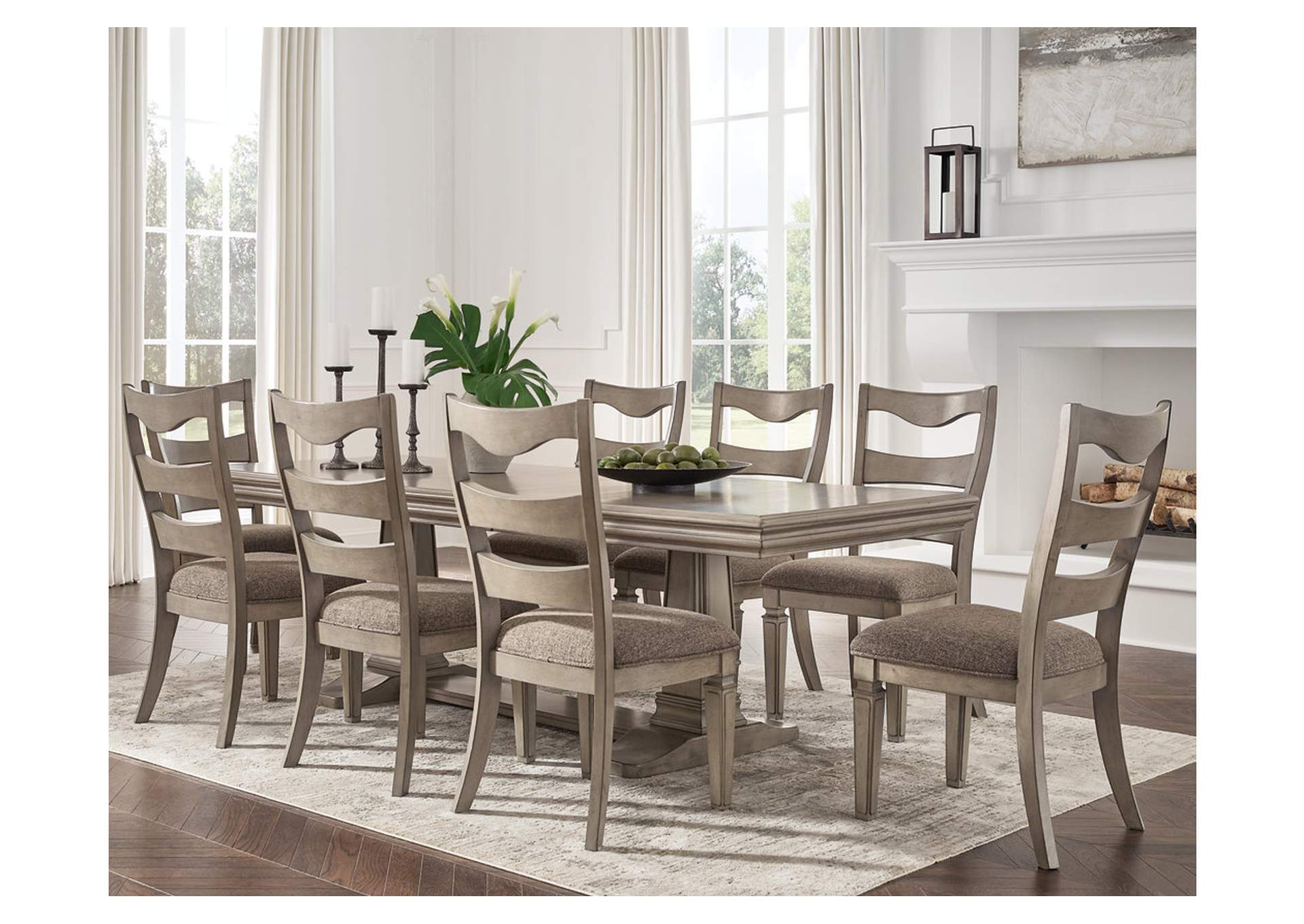 Lexorne Dining Table and 8 Chairs with Storage,Signature Design By Ashley