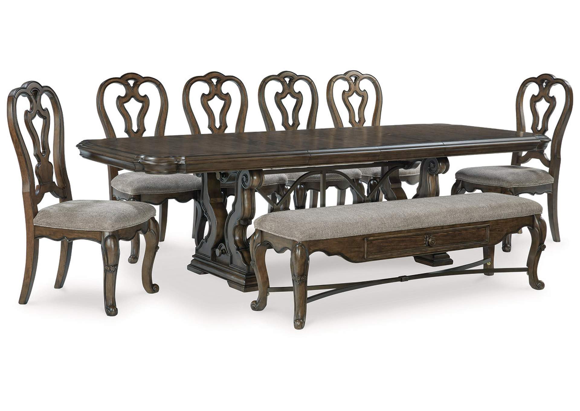 Maylee Dining Table and 6 Chairs and Bench,Signature Design By Ashley