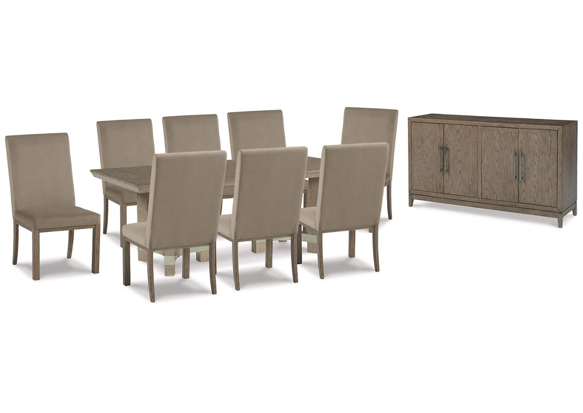 Chrestner Dining Table and 8 Chairs with Storage,Signature Design By Ashley