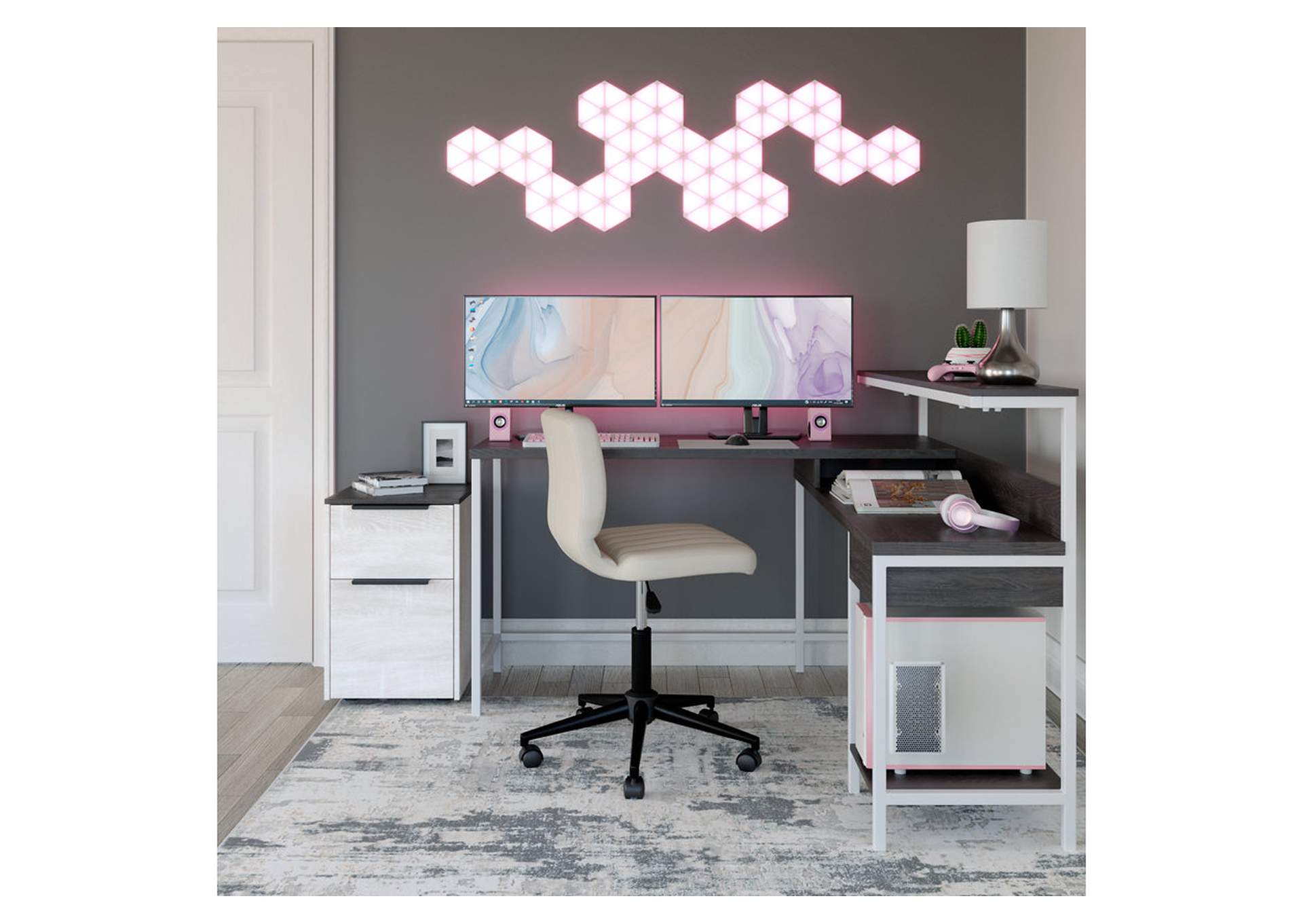 Dorrinson Home Office L-Desk with Storage,Signature Design By Ashley