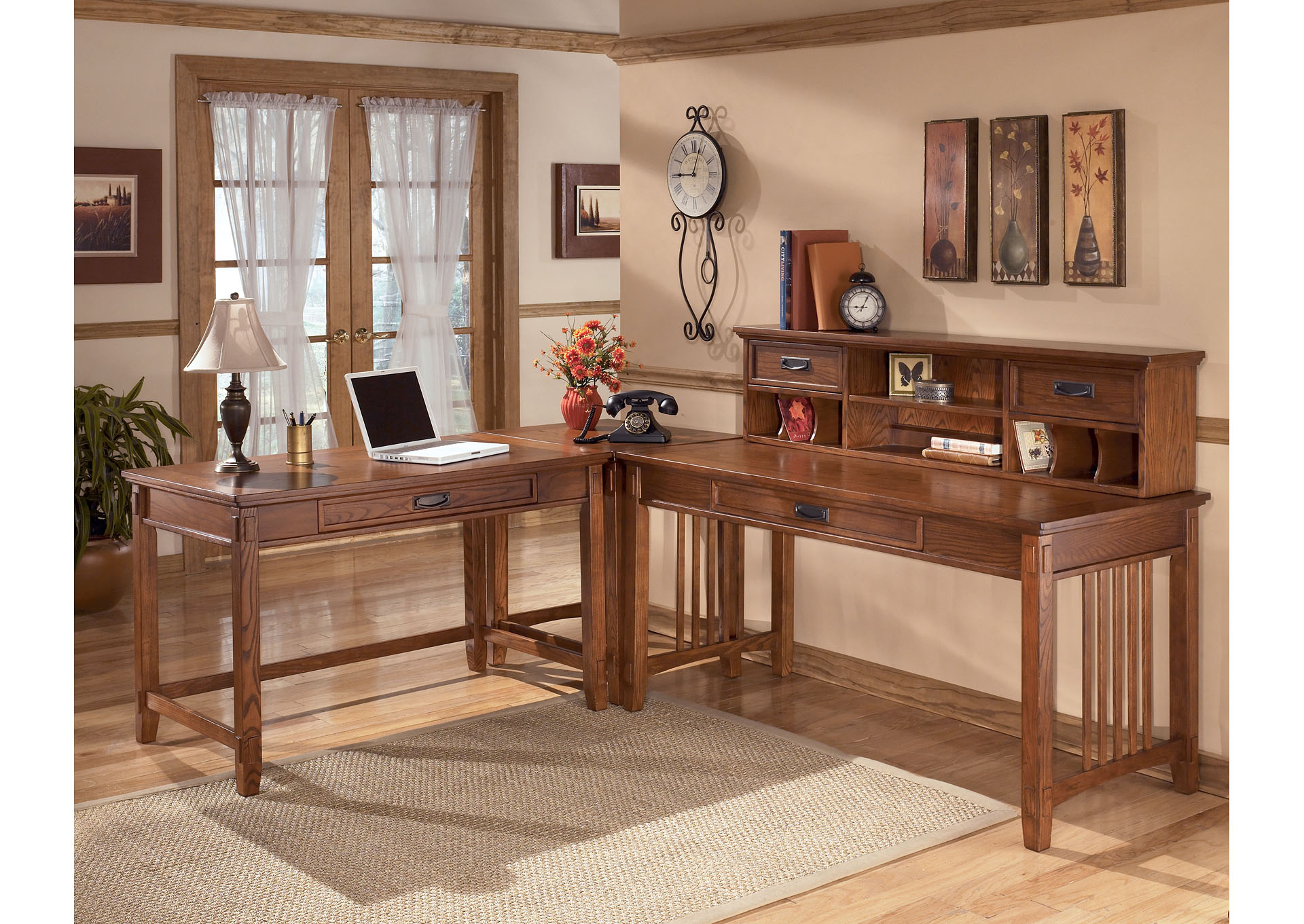 Cross Island L-Shape Desk w/ Low Hutch ,ABF Signature Design by Ashley