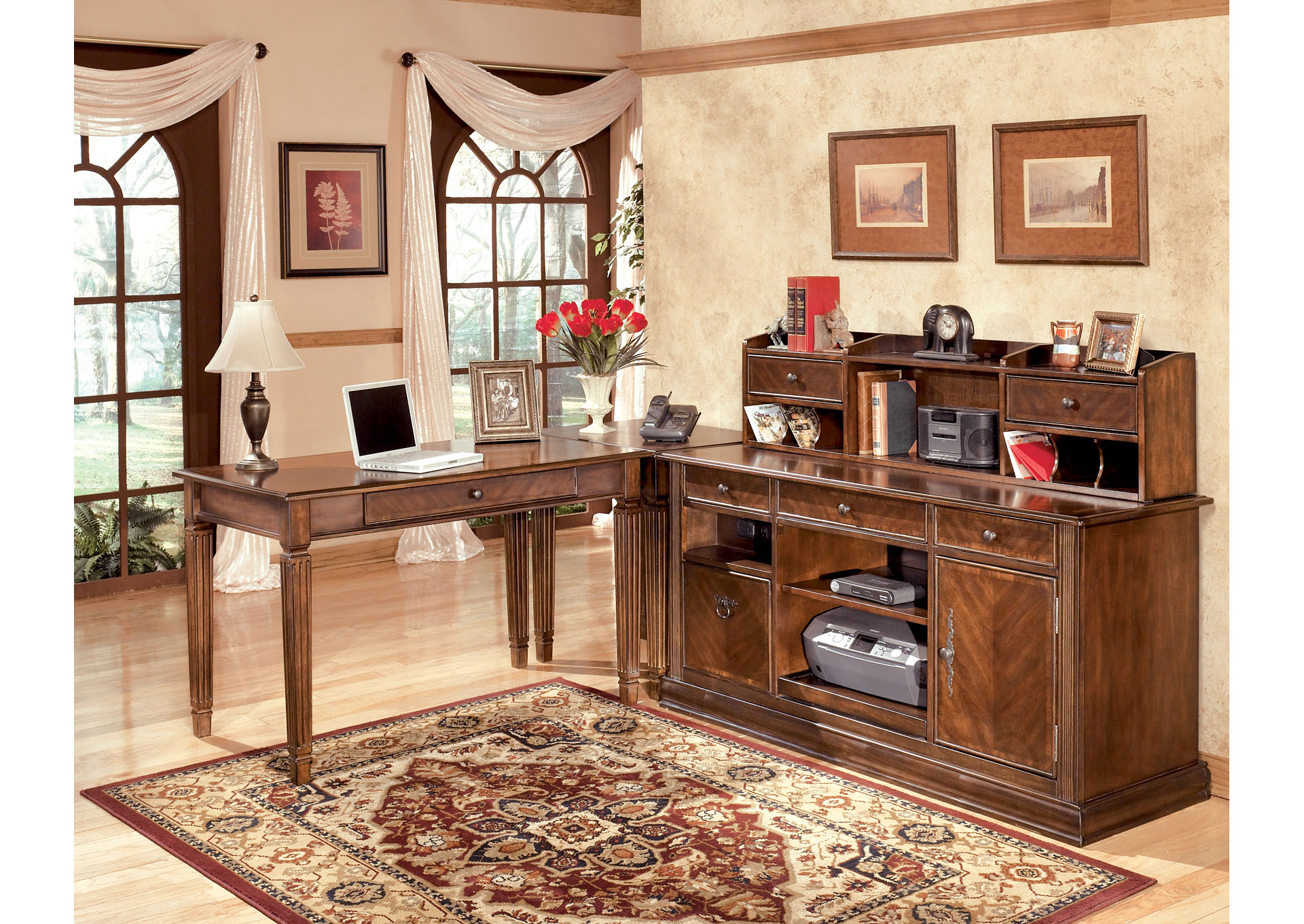 Hamlyn L-Shaped Desk w/ Hutch & Credenza,ABF Signature Design by Ashley