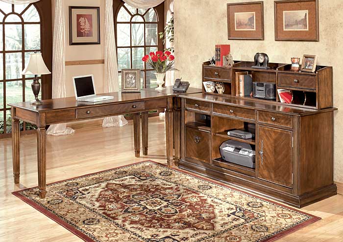 Hamlyn Large L-Shaped Desk w/ Hutch & Credenza,ABF Signature Design by Ashley