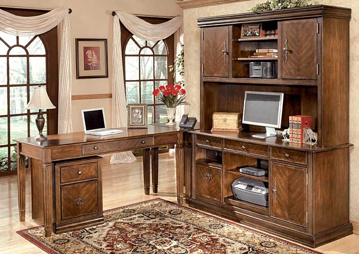 Hamlyn Large L-Shaped Desk w/ Large Hutch & Credenza & File Cabinet,ABF Signature Design by Ashley