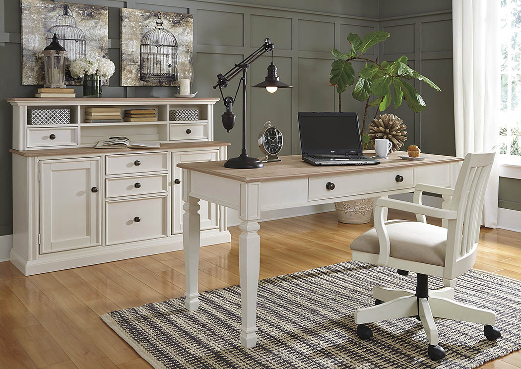 Sarvanny Two-tone Home Office Large Leg Desk w/ Chair,ABF Signature Design by Ashley