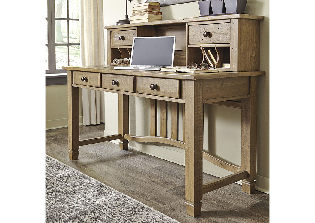 Trishley Light Brown Home Office Desk w/Hutch,ABF Signature Design by Ashley