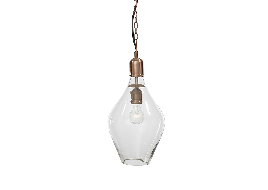 Gaenor Clear/Copper Finish Glass Pendant Light,ABF Signature Design by Ashley