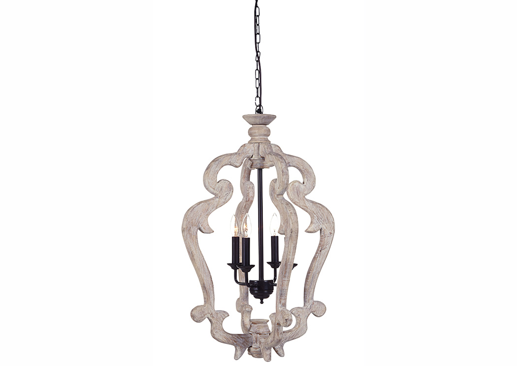 Jocelin Distressed White Wood Pendant Light,ABF Signature Design by Ashley