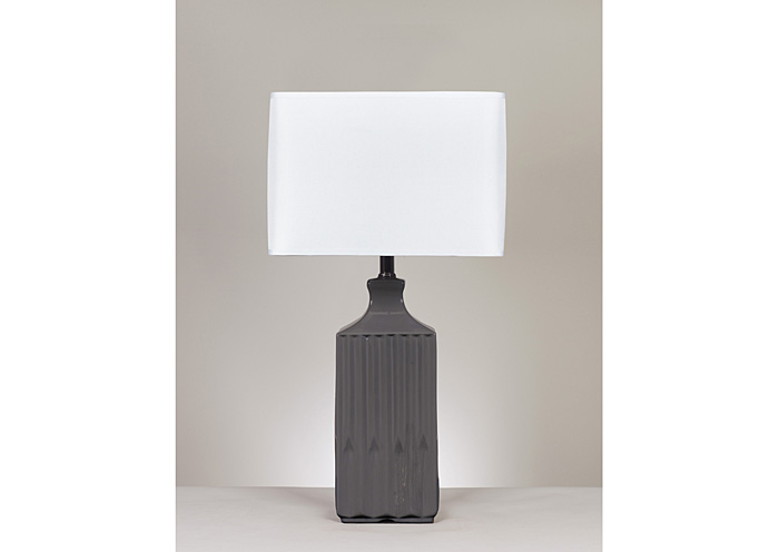 Patience Gray Ceramic Table Lamp (Set of 2),ABF Signature Design by Ashley