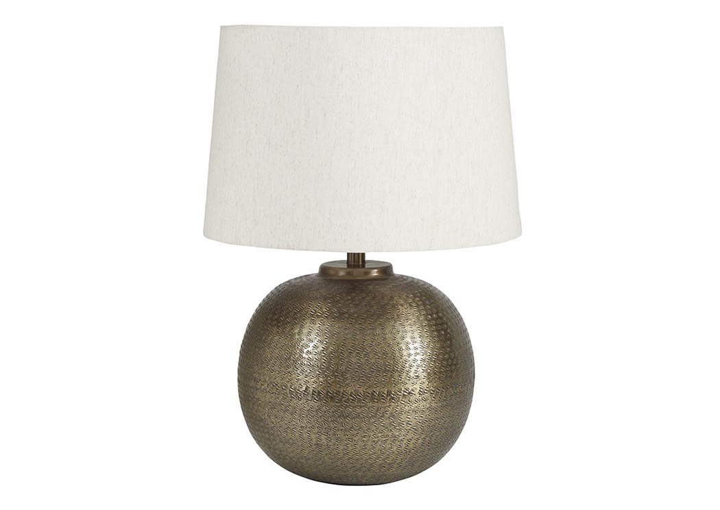 Darva Antique Brass Finish Metal Table Lamp,ABF Signature Design by Ashley