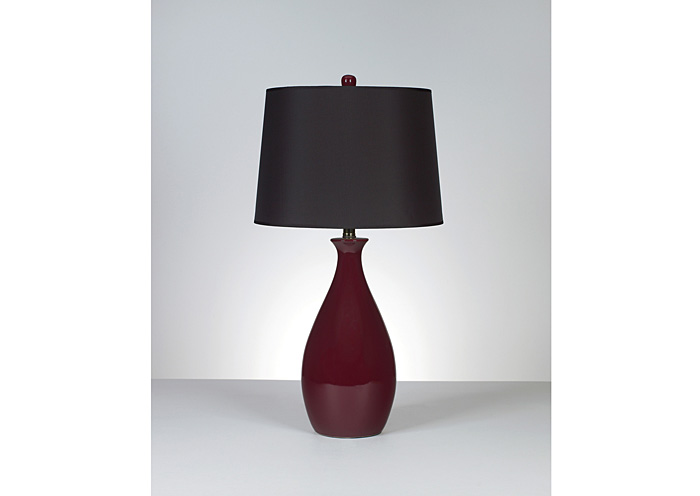 Jemma Deep Red Ceramic Table Lamp (Set of 2),ABF Signature Design by Ashley