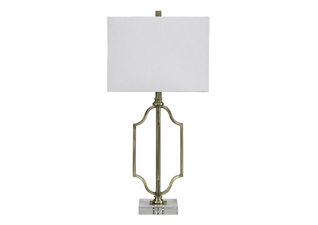 Arabela Antique Brass Finish Metal Table Lamp,ABF Signature Design by Ashley