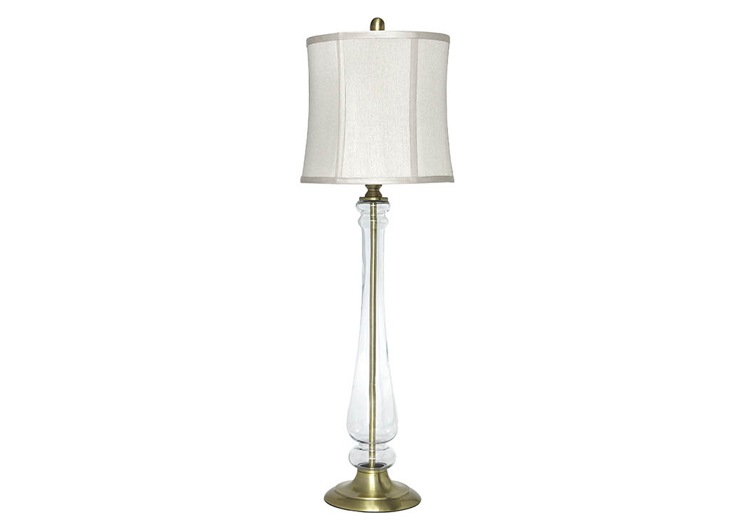 Ardice Clear/Brass Finish Glass Table Lamp,ABF Signature Design by Ashley