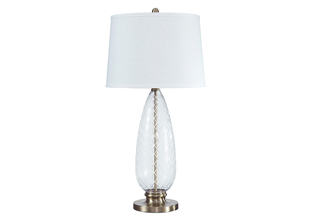 Jannah Clear/Brass Finish Glass Table Lamp,ABF Signature Design by Ashley