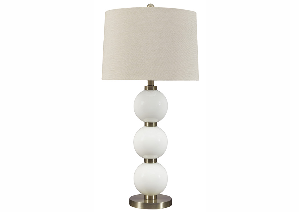 Shodan White/Brass Finish Glass Table Lamp,ABF Signature Design by Ashley