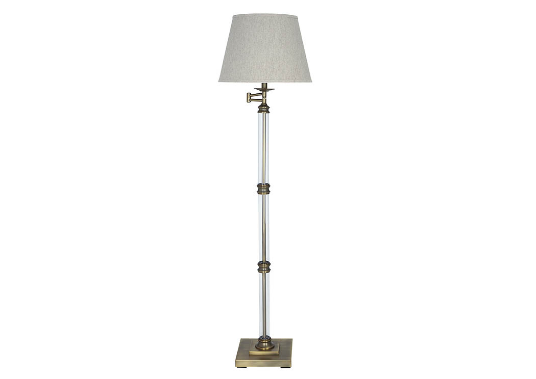 Arwel Antique Brass Finish Glass Floor Lamp,ABF Signature Design by Ashley