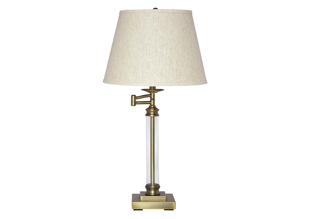 Arwel Antique Brass Finish Glass Table Lamp,ABF Signature Design by Ashley