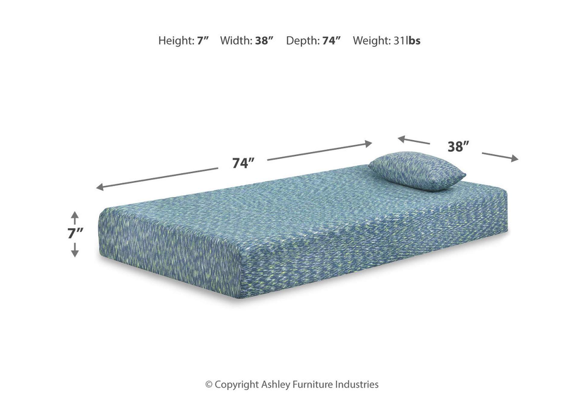 iKidz Blue Twin Mattress and Pillow,Sierra Sleep by Ashley