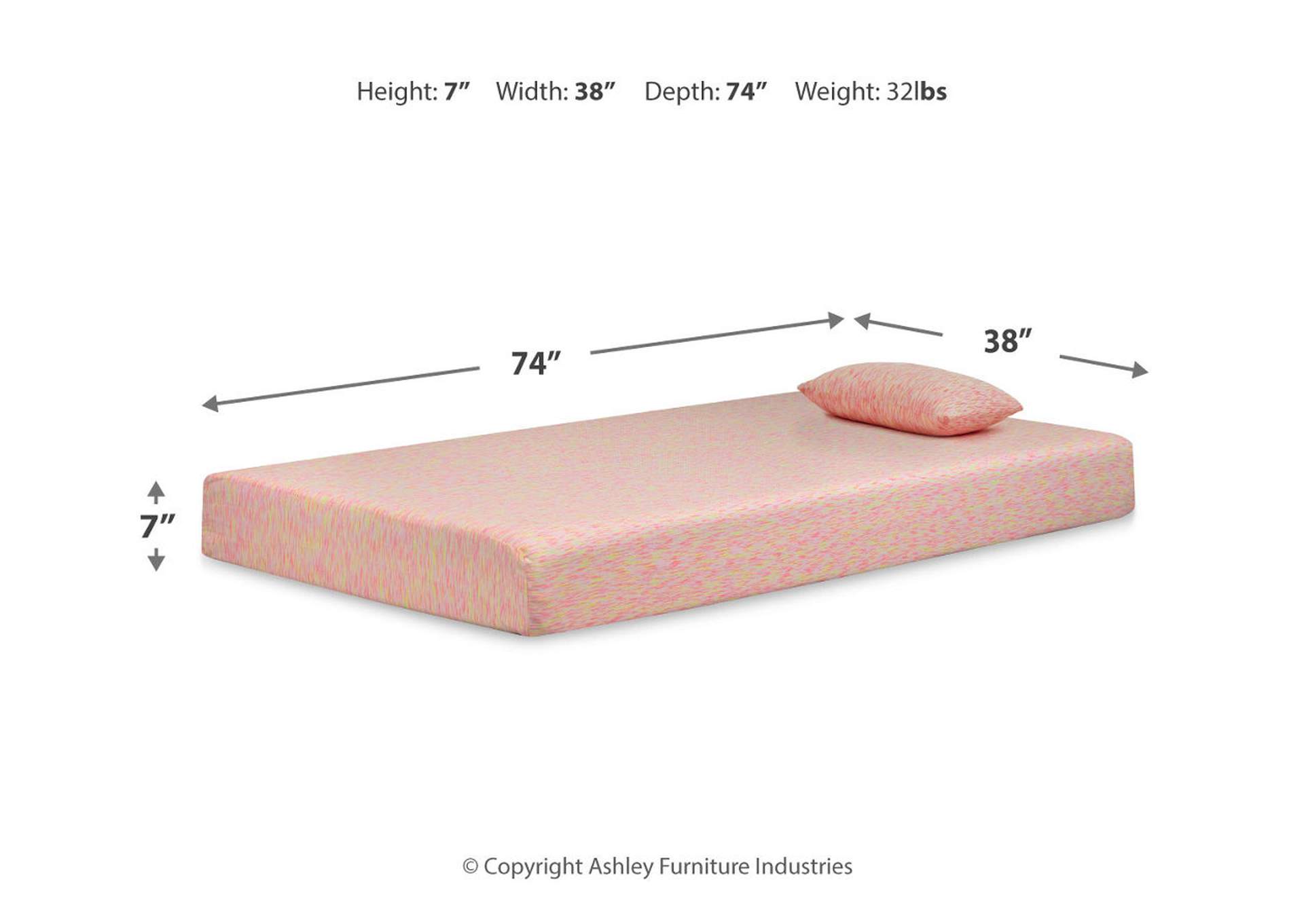 iKidz Pink Twin Mattress and Pillow,Sierra Sleep by Ashley