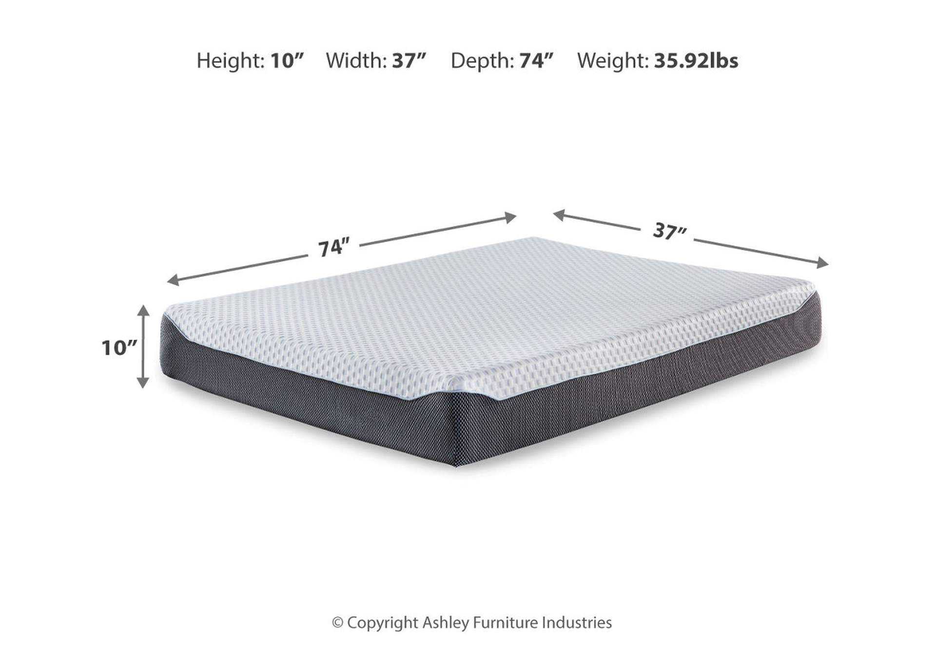 10 Inch Chime Elite Twin Memory Foam Mattress in a box,Sierra Sleep by Ashley