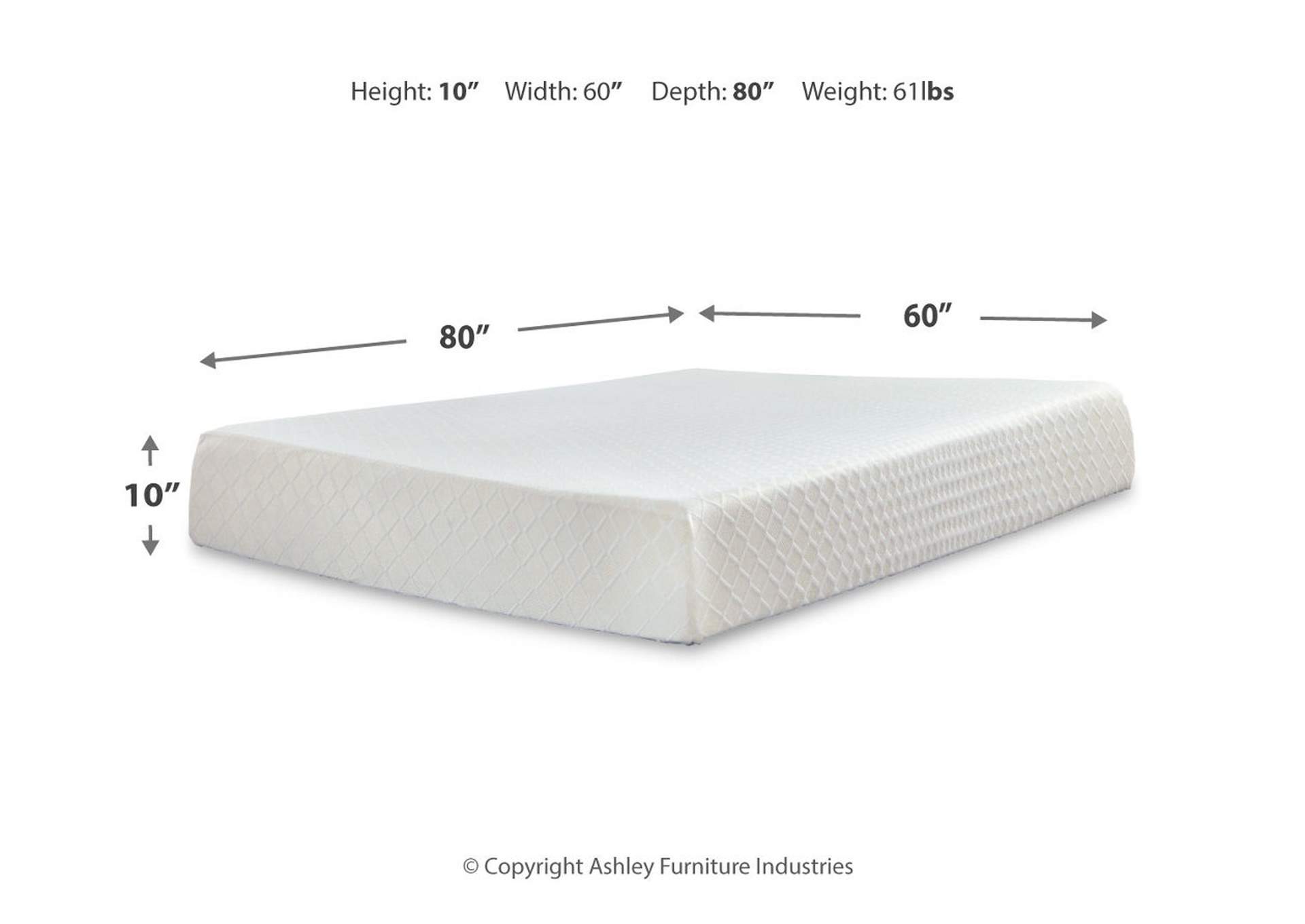 10 Inch Chime Memory Foam Mattress with Adjustable Base,Sierra Sleep by Ashley