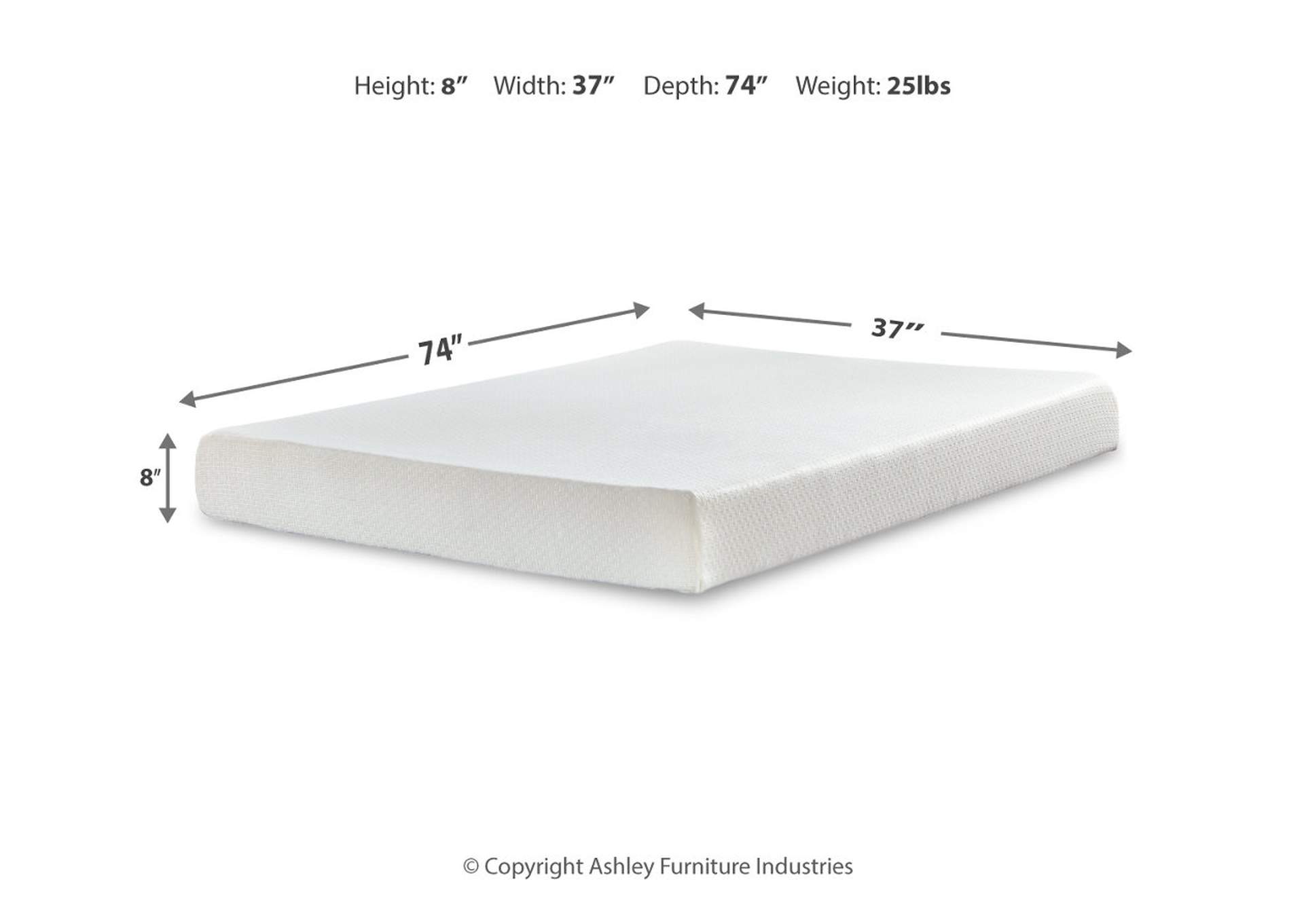 Chime 8 Inch Memory Foam Twin Mattress in a Box,Sierra Sleep by Ashley