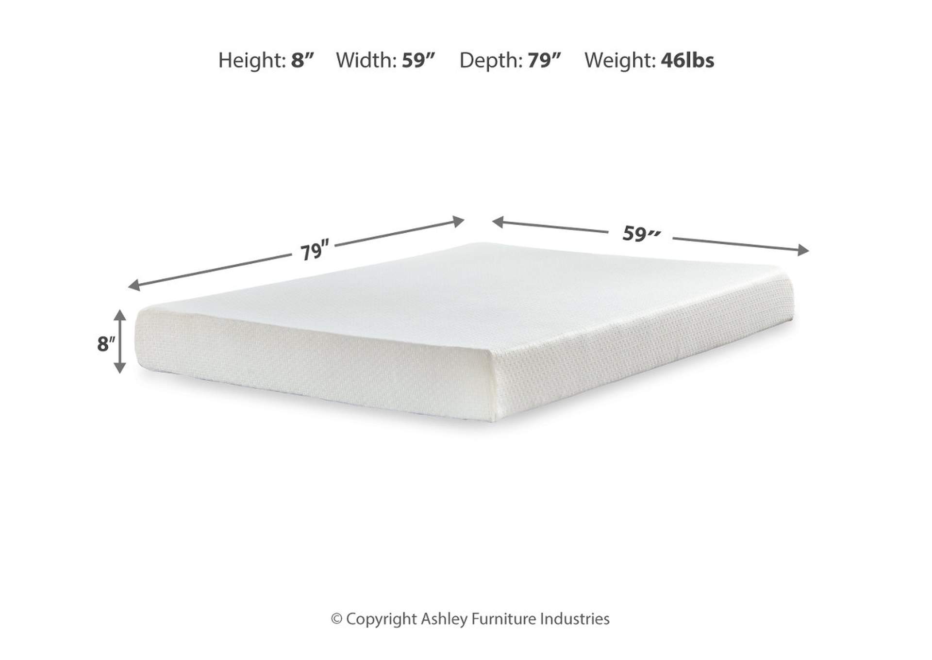 Chime 8 Inch Memory Foam Queen Mattress in a Box,Sierra Sleep by Ashley