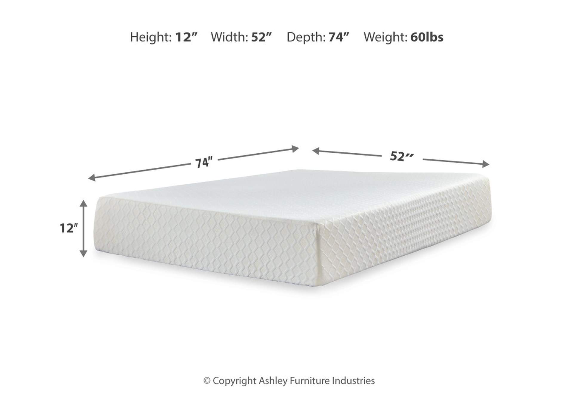 Chime 12 Inch Memory Foam Full Mattress in a Box,Sierra Sleep by Ashley