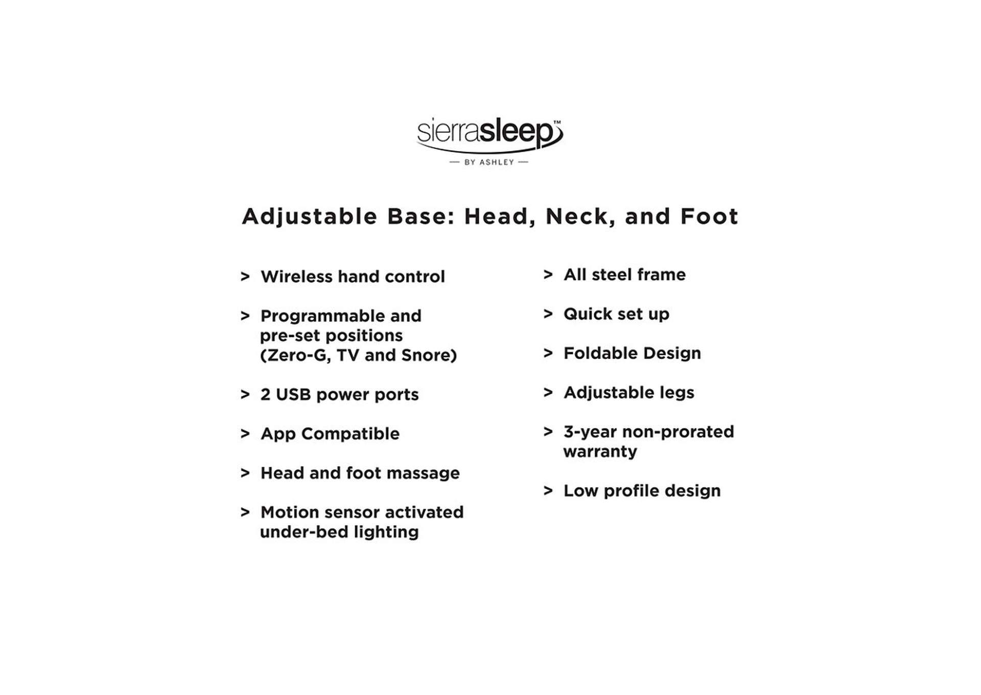 Head-Foot Model Best King Adjustable Base,Sierra Sleep by Ashley