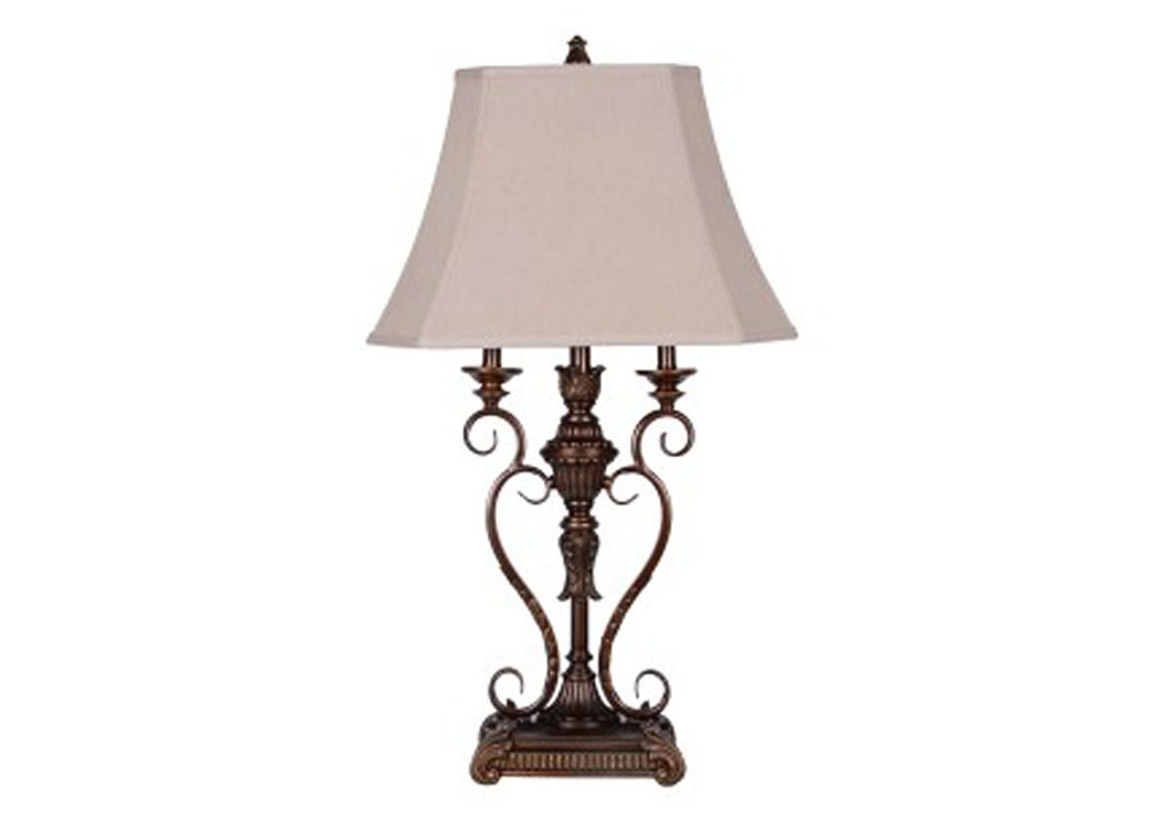 Janetta Antique Copper Finish Poly Table Lamp,ABF Signature Design by Ashley