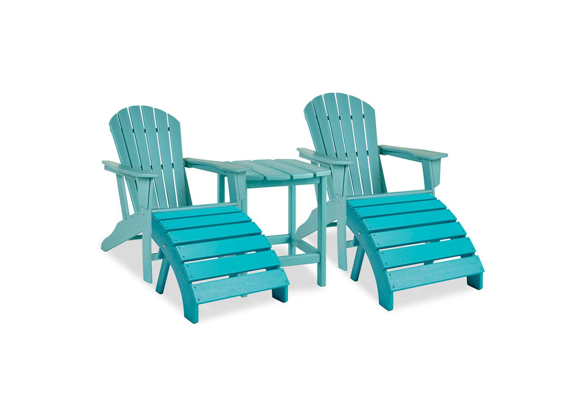 Sundown Treasure 2 Outdoor Adirondack Chairs and Ottomans with Side Table,Outdoor By Ashley