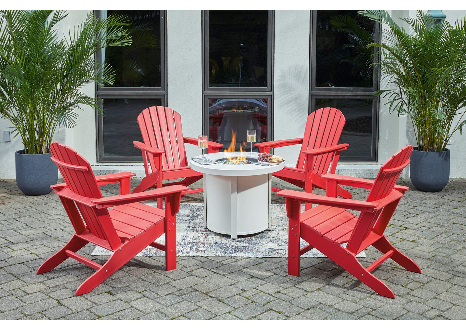 Sundown Treasure Outdoor Fire Pit Table and 4 Chairs,Outdoor By Ashley
