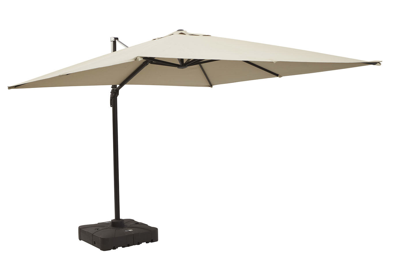 Devra Bay Beige Large Cantilever Umbrella And Base Captain Ed S Furniture Showroom