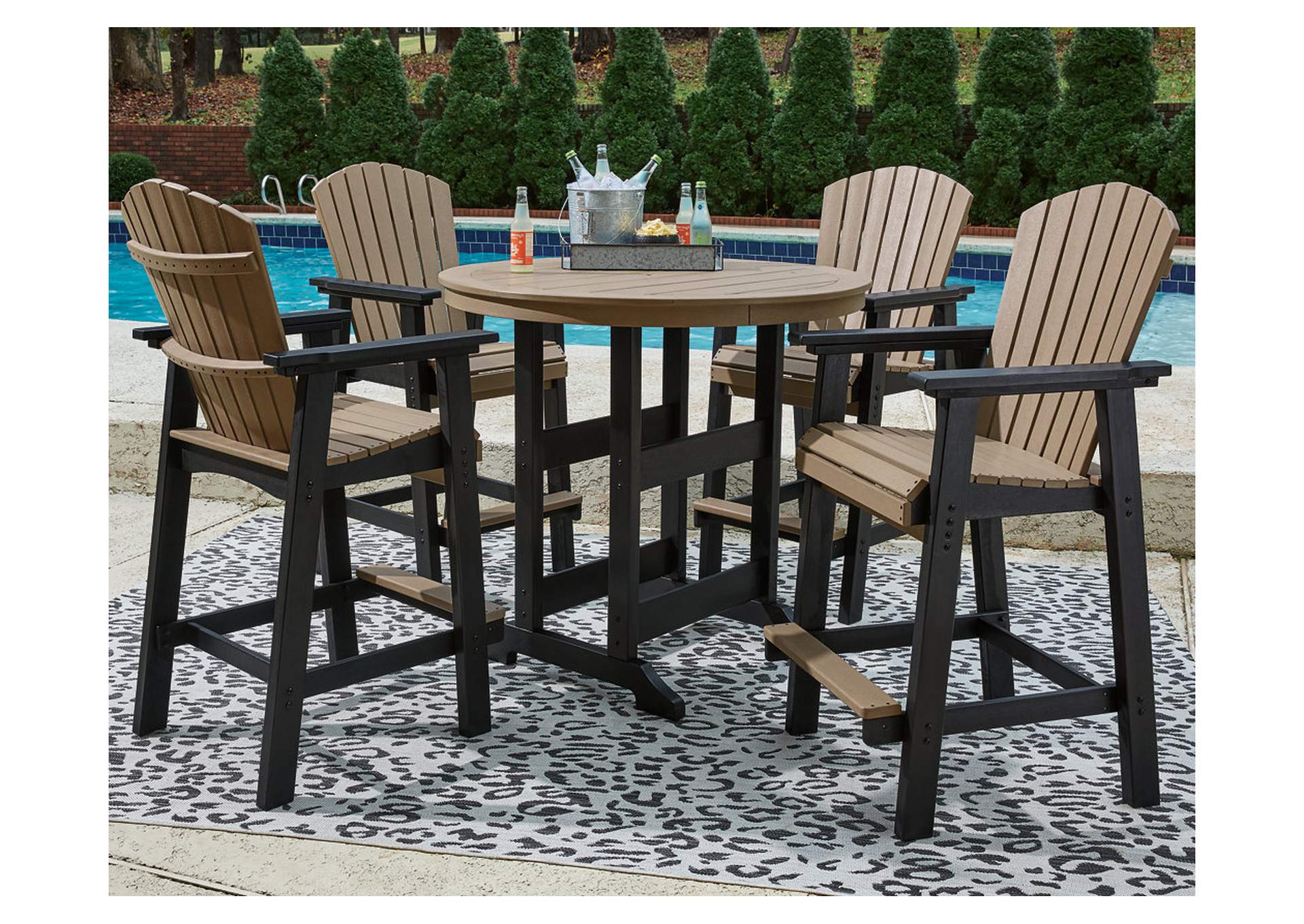 Fairen Trail Outdoor Bar Table and 4 Barstools,Outdoor By Ashley