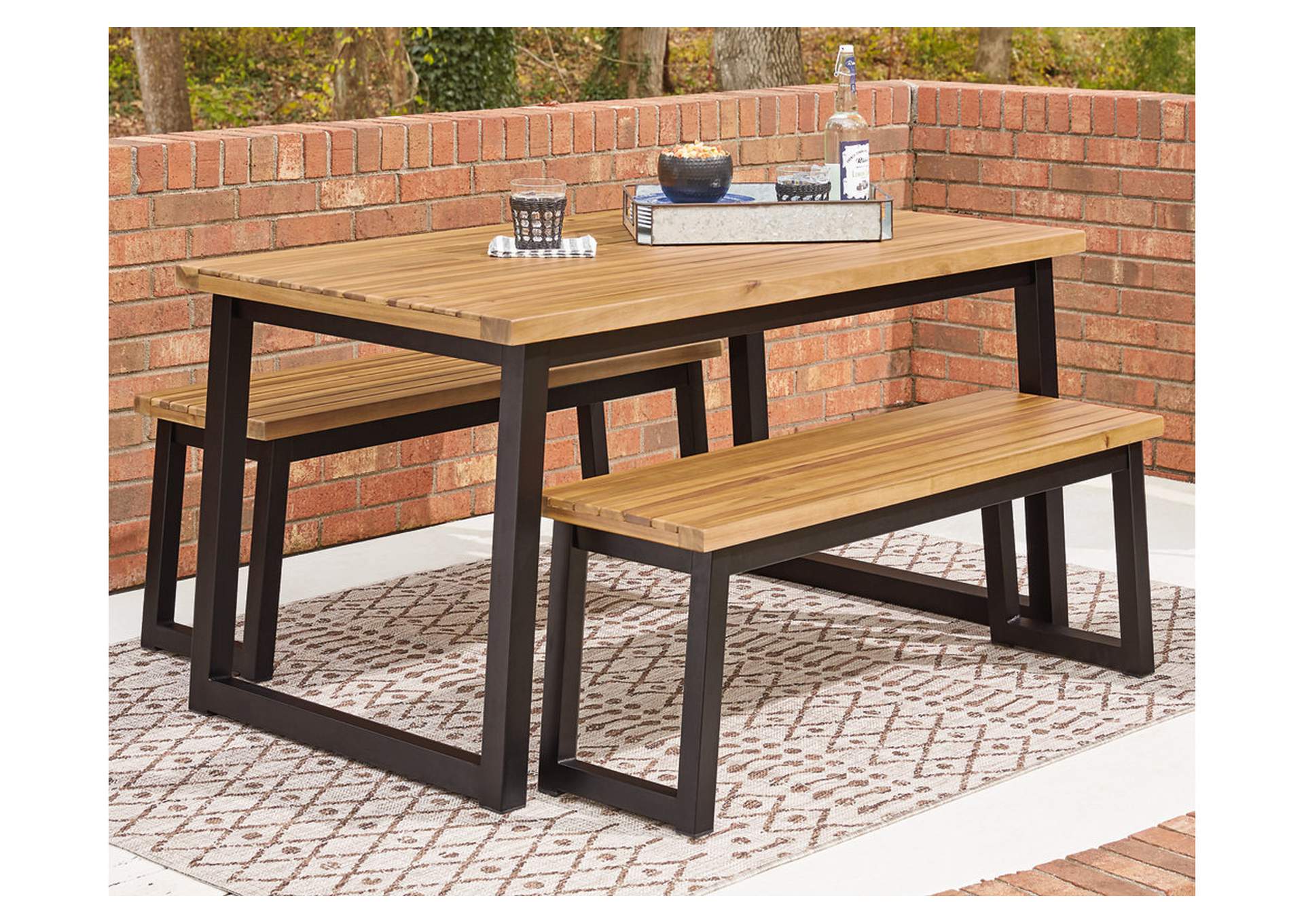 Town Wood Outdoor Dining Table Set (Set of 3),Outdoor By Ashley