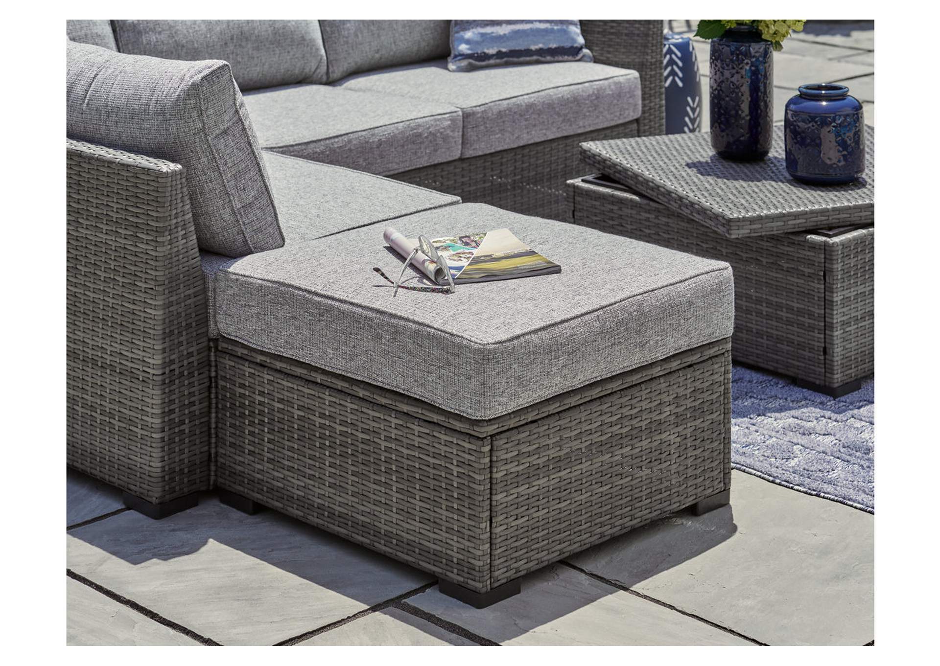 Petal Road Outdoor Loveseat Sectional/Ottoman/Table Set (Set of 4),Outdoor By Ashley