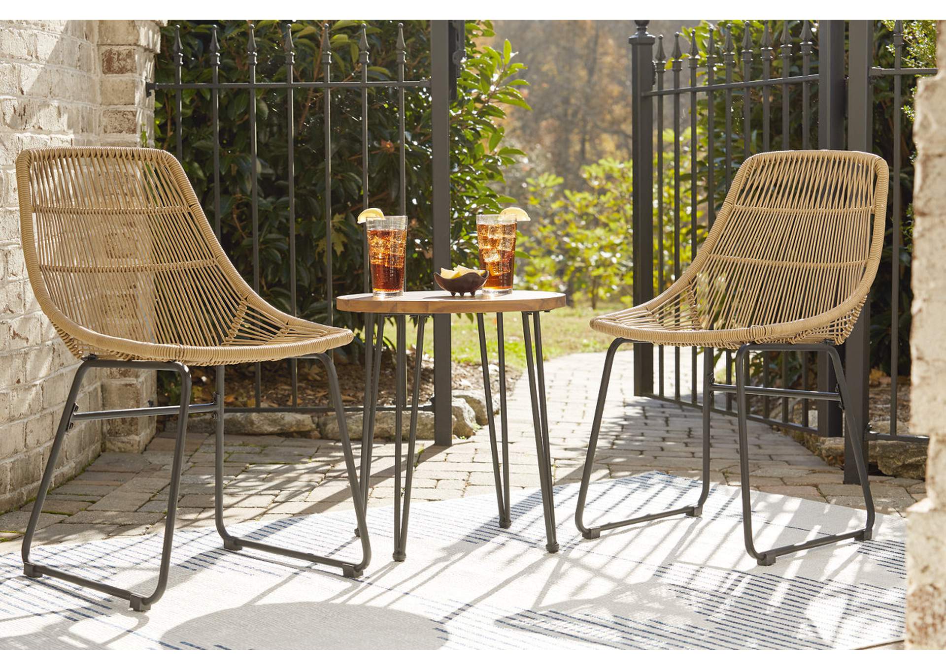 Coral Sand Outdoor Chairs with Table Set (Set of 3),Outdoor By Ashley